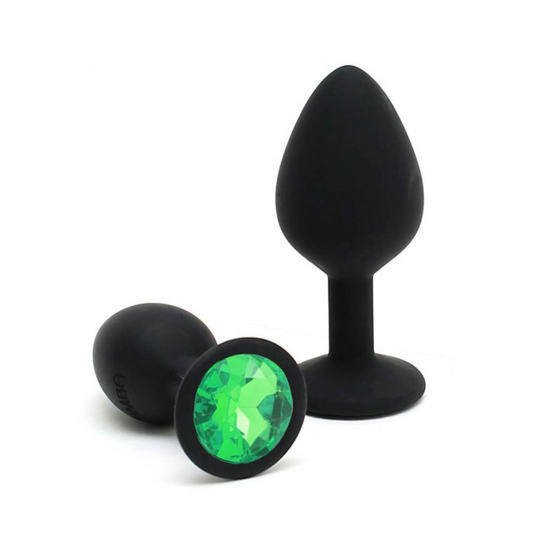 Adora Black Jewel Silicone Butt Plug - Dark Green - Medium